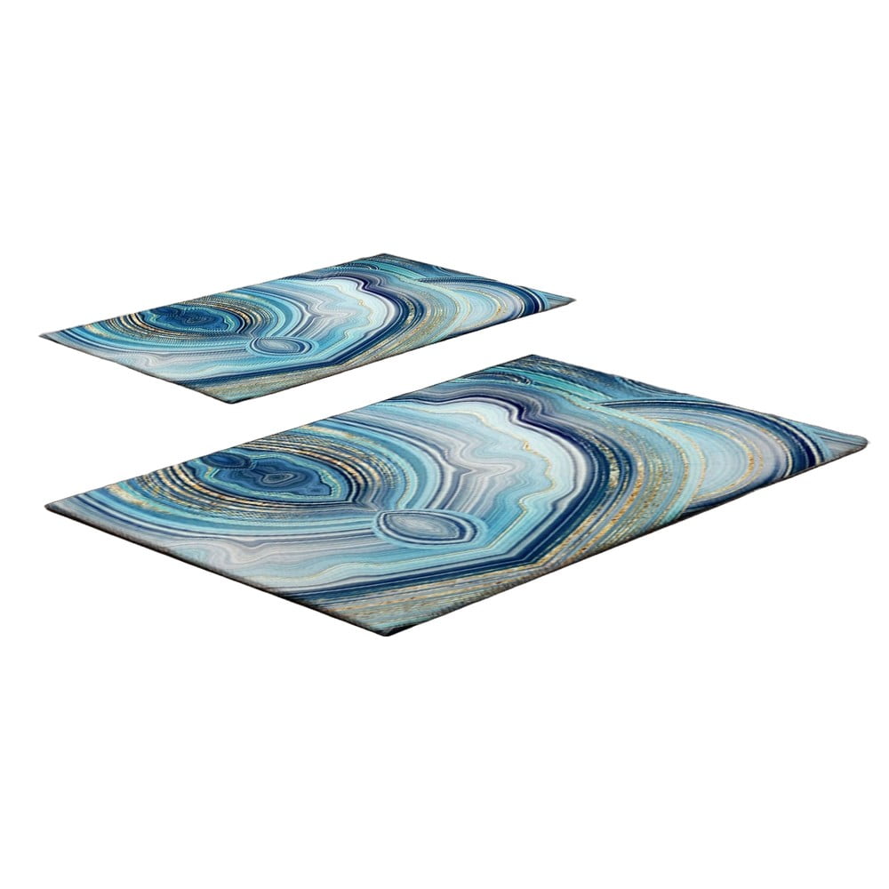 Covorașe de baie albastre 2 buc. 60x100 cm – Foutastic