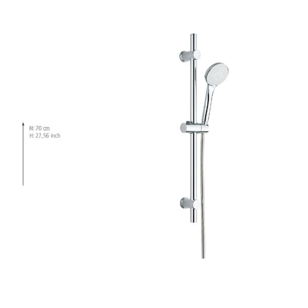 Set de duș argintiu din oțel inoxidabil 70 cm cu duș de mână, cu suport glisant Uno – Allstar-image-3