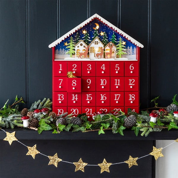 Calendar Advent Red House LED – Rex London-image-1
