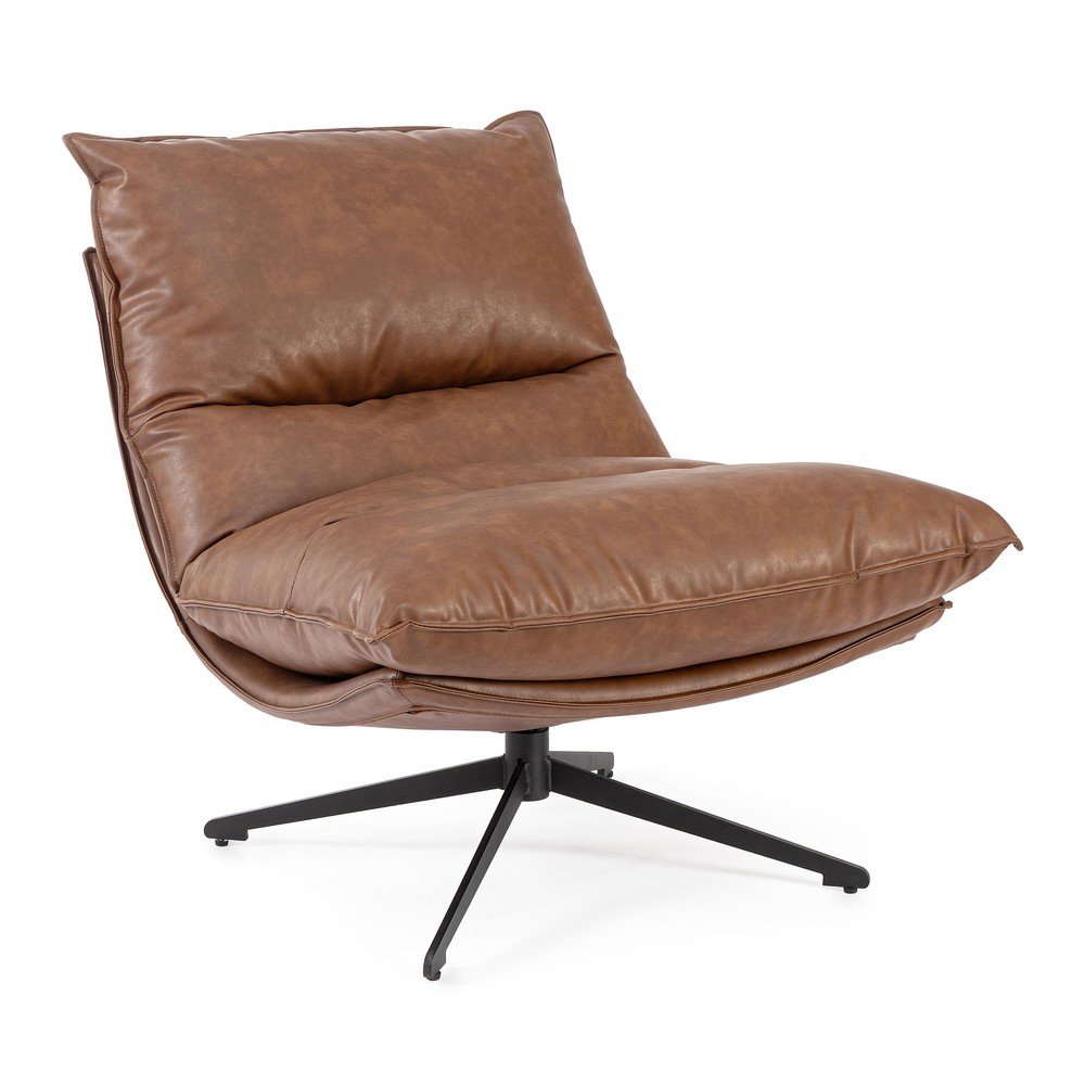 Fotoliu maro coniac cu spațiu de depozitare cu tapițerie din imitație de piele Alanez – Bizzotto