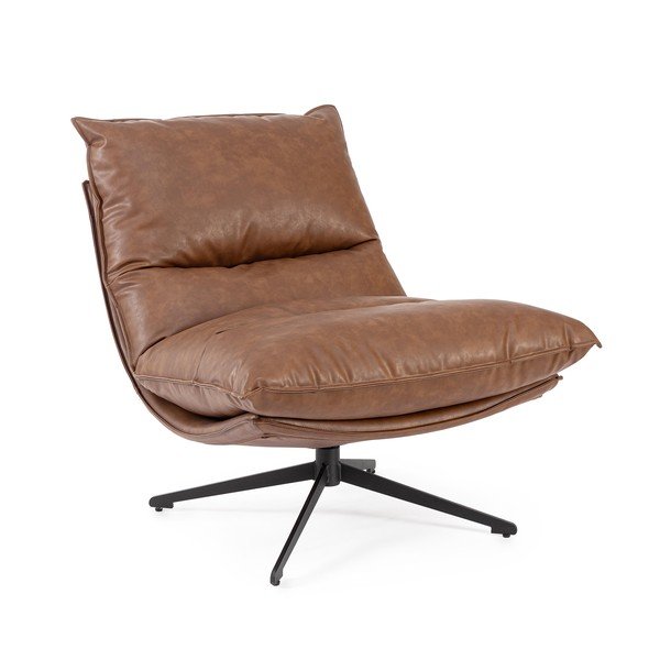 Fotoliu maro coniac cu spațiu de depozitare cu tapițerie din imitație de piele Alanez – Bizzotto