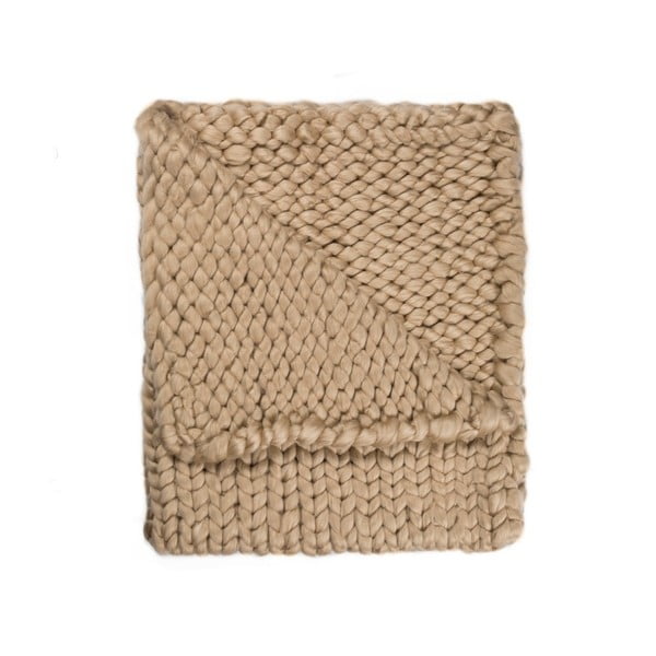 Pătură Chunky Plaids, maro, tricotată manual, 130 x 160 cm