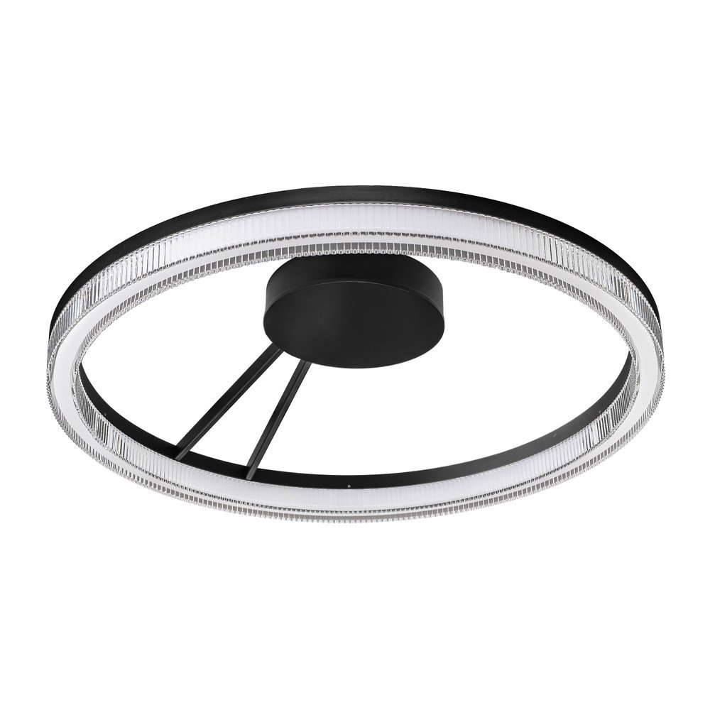 Plafonieră negru-mat LED cu intensitate reglabilă din aluminiu cu abajur din sticlă acrilică Lonela – Nova Luce