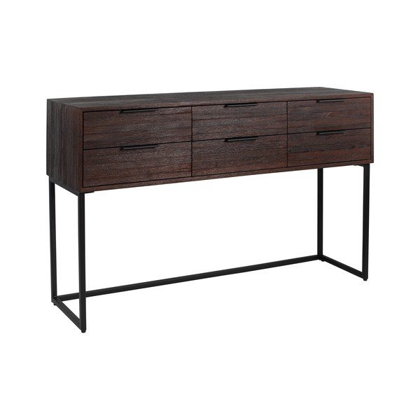 Comodă maro închis din lemn de tec Webster – White Label-image-2