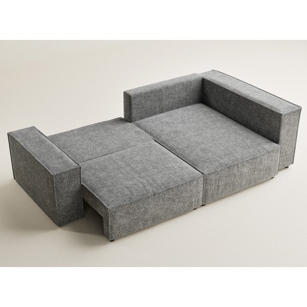 Colțar gri extensibil/cu spațiu de depozitare cu tapițerie din chenille (cu colț pe partea dreaptă/în formă de ”L”) Tonga – Maison de Rêve-image-3