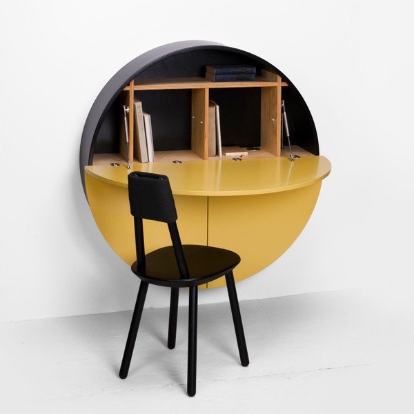 Masă multifuncțională de perete Pill EMKO, negru - galben-image-2