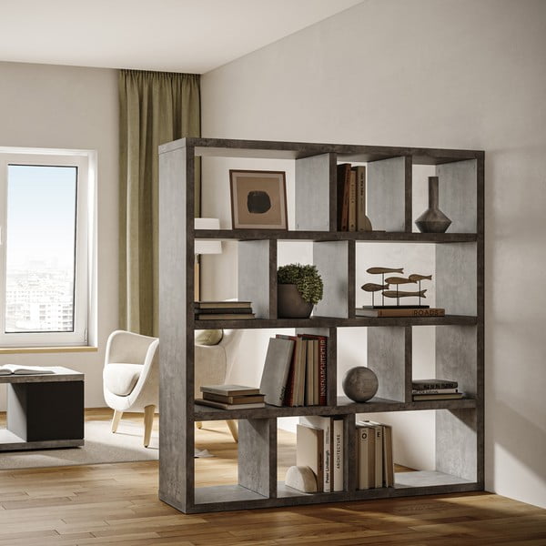 Bibliotecă gri cu aspect de beton 150x159 cm Berlin – TemaHome-image-1