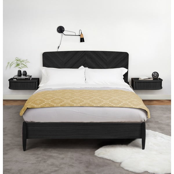 Noptieră neagră cu aspect de lemn de stejar Farsta – Woodman-image-1