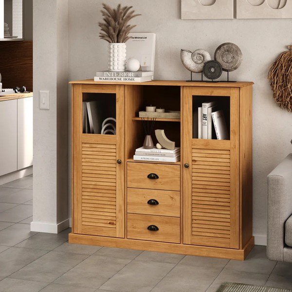 Dulap în culoare naturală deschisă din lemn de pin 127x116x38 cm Edith – Støraa-image-1