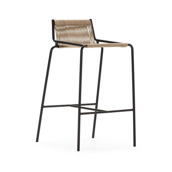 Scaun de bar bej din metal (înălțime șezut 65 cm) Emily – Marckeric