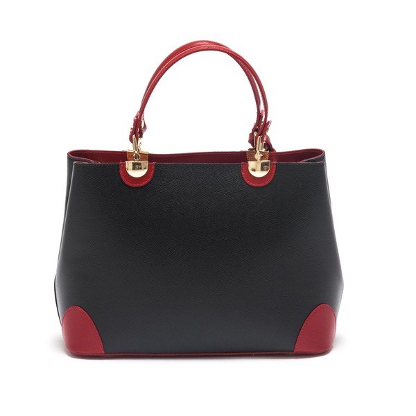 Geantă din piele Isabella Rhea no. 462, negru cu roșu-image-1