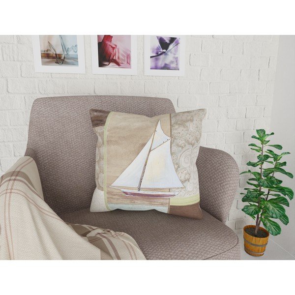 Față de pernă cu amestec din bumbac Vitaus Boat, 43 x 43 cm-image-1