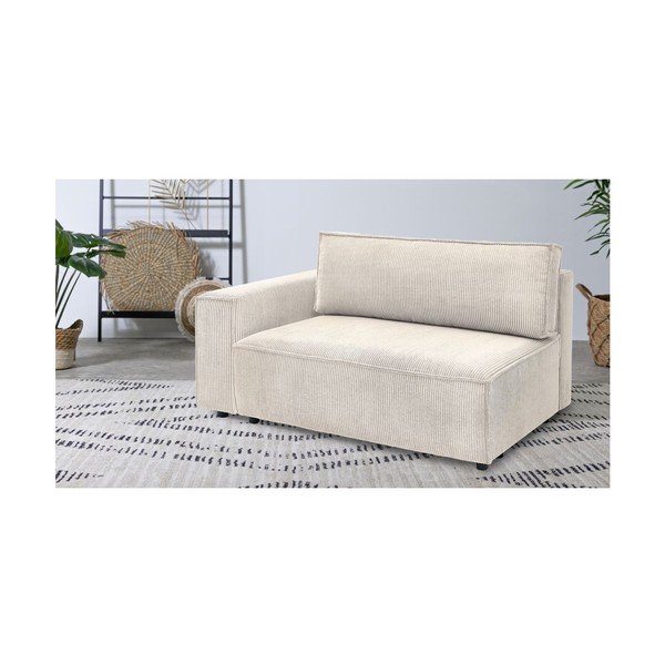 Modul pentru canapea crem cu tapițerie din catifea reiată  (cu colț pe partea stângă ) Nihad modular – Bobochic Paris-image-1