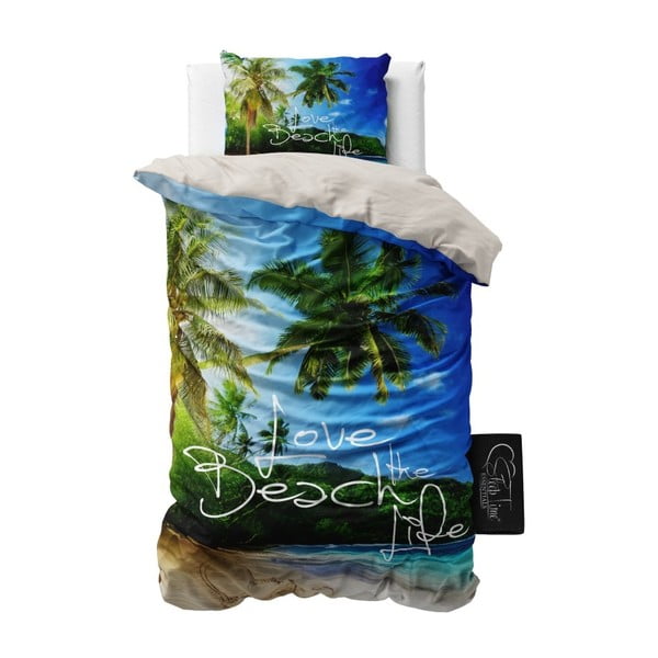 Lenjerie de pat din micropercal Sleeptime Beach Life, 140 x 220 cm