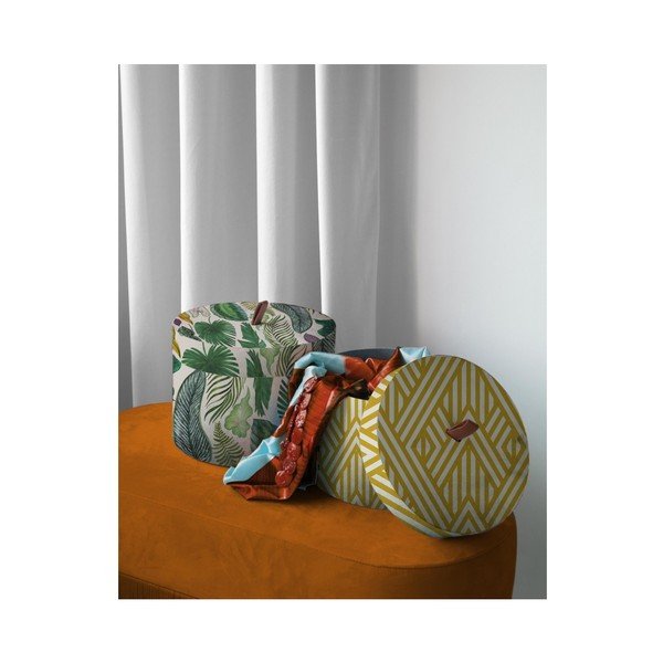 Set 2 cutii rotunde din catifea Velvet Atelier Leaves-image-1