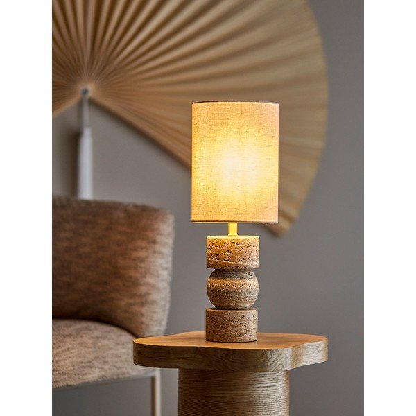 Veioză în culoare naturală din piatră cu abajur textil (înălțime 53 cm) Marci – Bloomingville-image-2