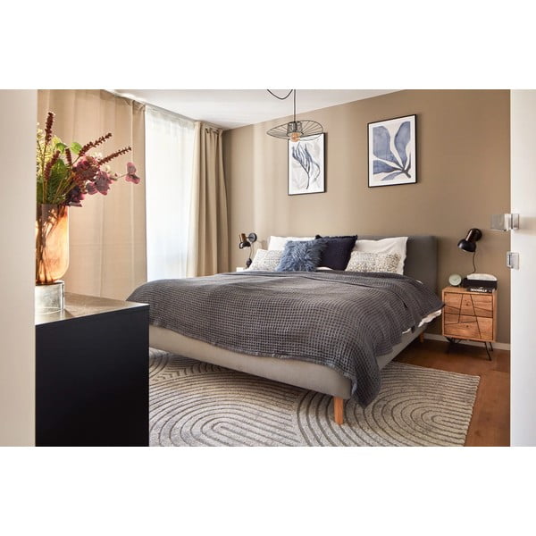 Pat matrimonial gri tapițat fără somieră 180x200 cm Mattis – Meise Möbel-image-1
