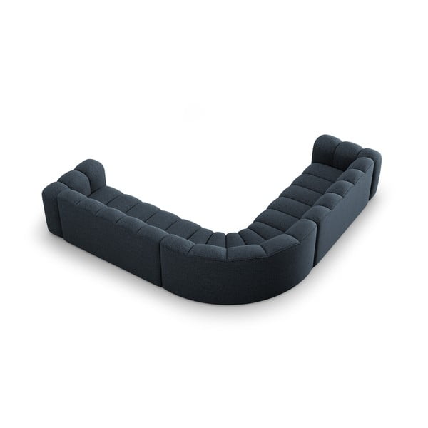 Colțar modular albastru cu tapițerie din chenille Lupine – Micadoni -image-3