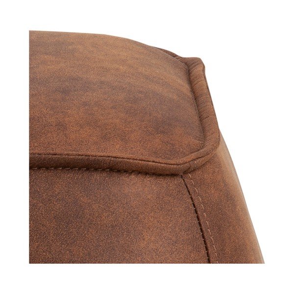 Puf cu husă din piele sintetică Actona Mie, 40 x 40 cm, maro coniac-image-1
