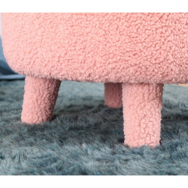Fotoliu pentru copii roz deschis cu tapițerie din stofă bouclé Moouv – Artie-image-3
