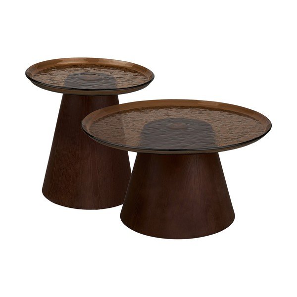 Măsuță de cafea maro închis rotundă cu blat din sticlă ø 80 cm Orvieto – House Nordic-image-4