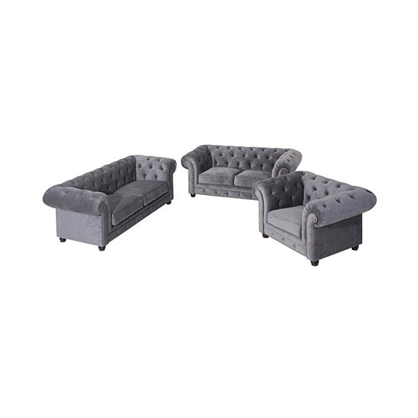 Canapea Max Winzer Orleans Velvet, 216 cm, gri-image-1