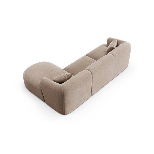 Colțar maro deschis cu tapițerie din catifea (cu colț pe partea dreaptă/cu șezlong) Campi – Cosmopolitan Design-image-4