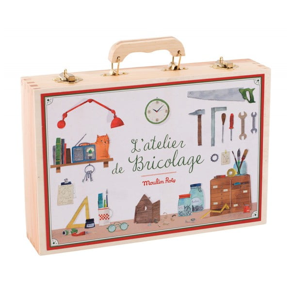 Unelte din lemn reale funcționale pentru copii Moulin Roty „ Trusa meșterului”-image-1