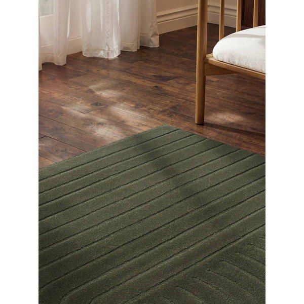 Covor verde închis țesut manual din lână 80x150 cm Arcura – Vikosa-image-3