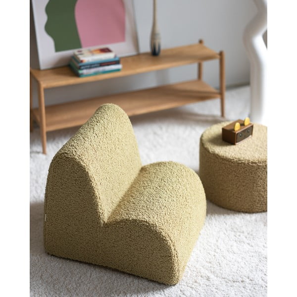Fotoliu de copii verde cu tapițerie din țesătură bouclé Cloud – Wigiwama-image-2