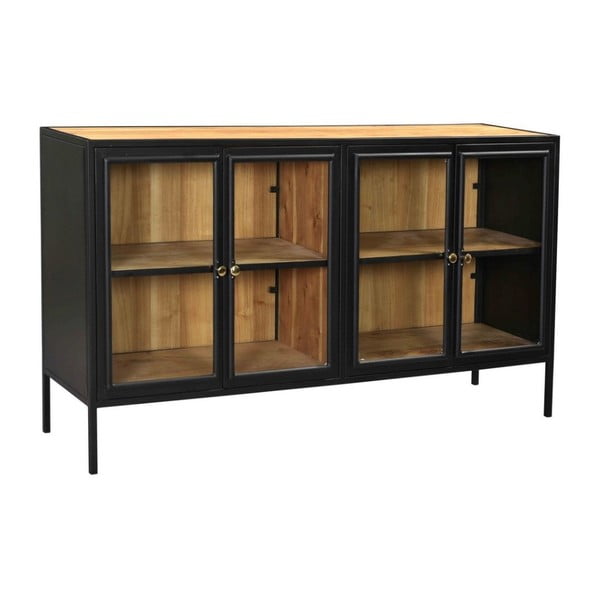 Vitrină neagră din lemn de acacia 170x90 cm Kingston - HSM collection-image-2