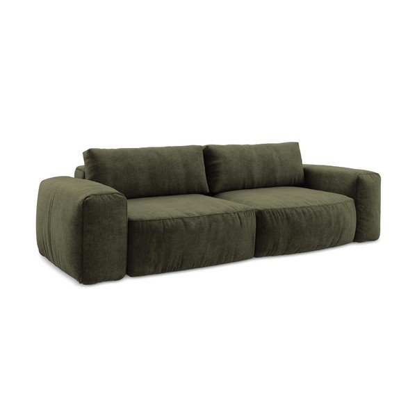 Canapea verde extensibilă cu tapițerie din chenille 275 cm Kuki – Makamii-image-2