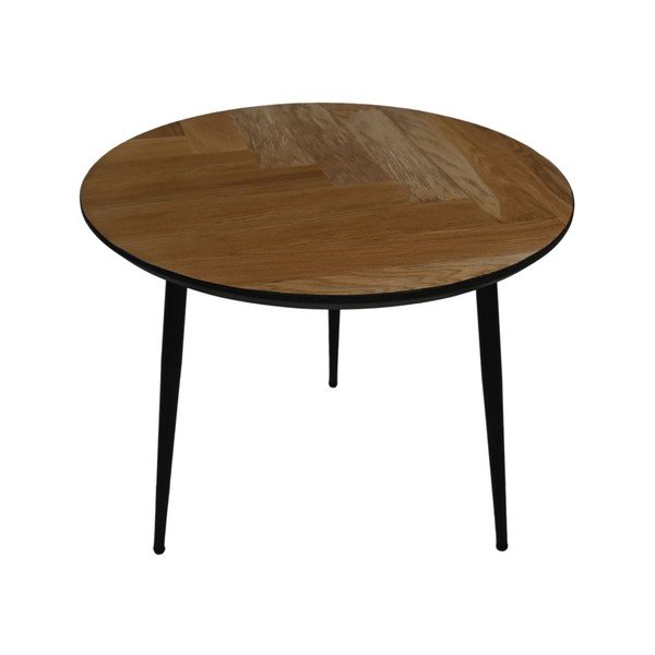 Măsuță de cafea neagră rotundă din lemn de stejar ø 60 cm Fishbone - HSM collection-image-3