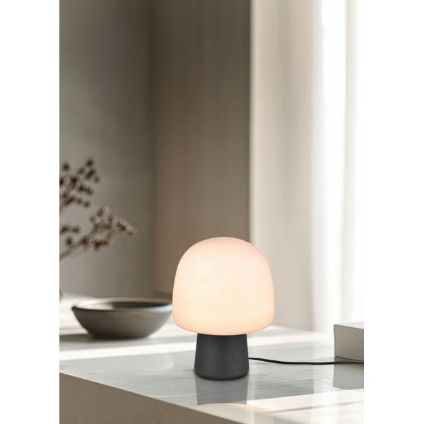 Veioză neagră-albă cu abajur din sticlă (înălțime 27 cm) Steen – Trio-image-1