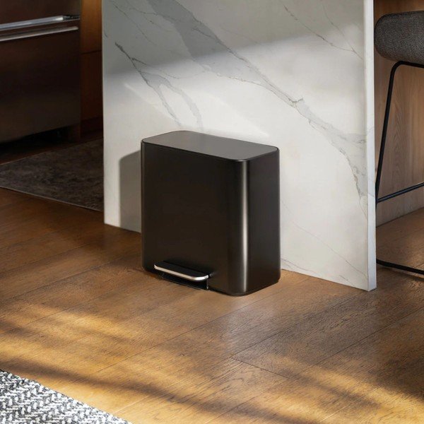 Coș de gunoi negru mat pentru reciclare/cu pedală din oțel 15 l Dual Mini – simplehuman-image-2