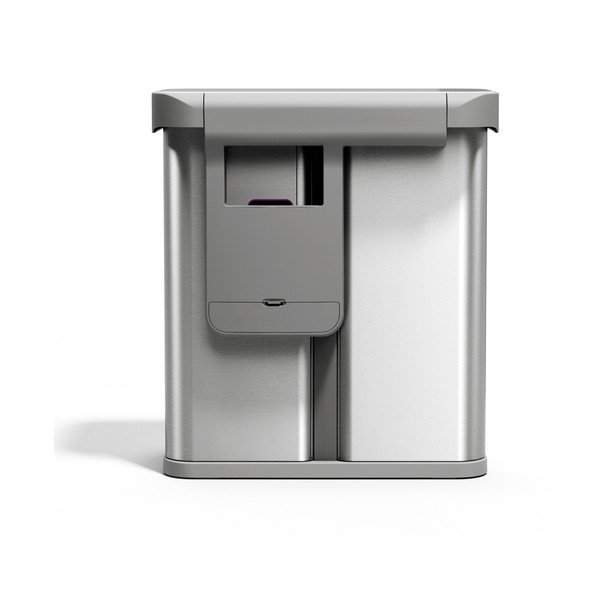 Coș de gunoi argintiu pentru reciclare/cu senzori de deschidere 34+24 l din oțel Dual Sensor – simplehuman-image-2