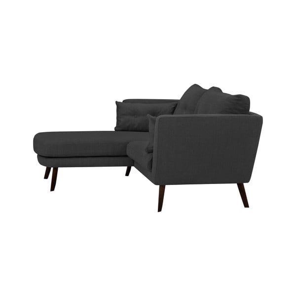 Canapea cu 3 locuri Mazzini Sofas Elena, cu șezlong pe partea stângă, gri închis-image-4