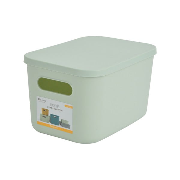 Cutie de depozitare verde-deschis din plastic cu capac 24,5x18x15 cm – Homéa-image-3