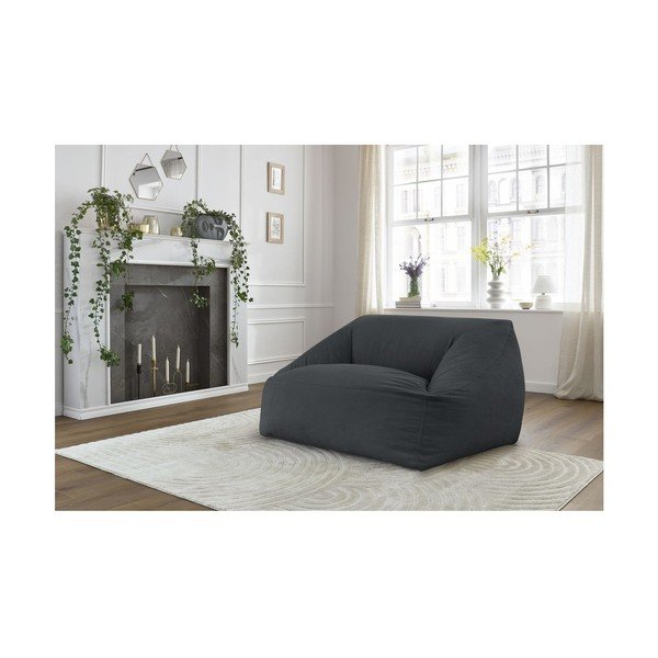 Fotoliu bean bag gri închis cu tapițerie din catifea reiată Lilibet – Bobochic Paris-image-1