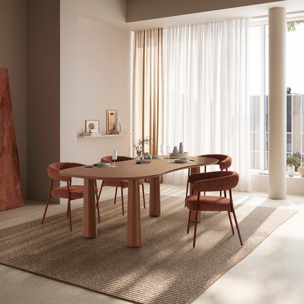 Set de scaune de sufragerie teracotă cu cotiere 2 buc. tapițat Yuri – MOME-image-1