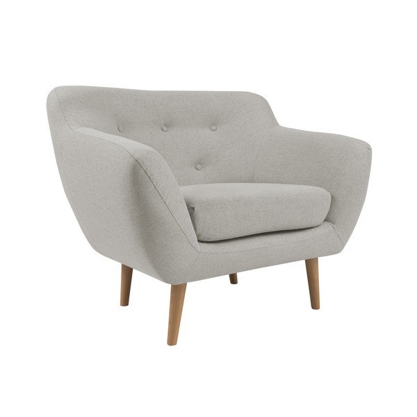 Fotoliu cu picioare de culoare deschisă Mazzini Sofas Sicile, crem-image-3