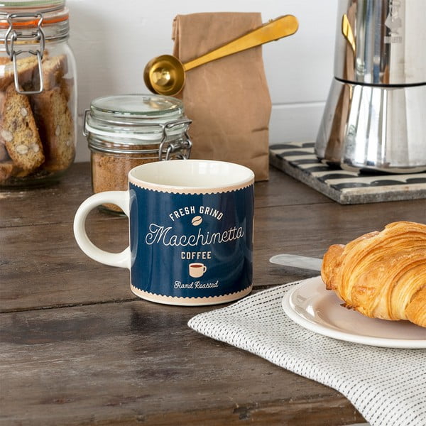 Cană albastru-închis/crem din ceramică 350 ml Macchinetta – Rex London-image-1