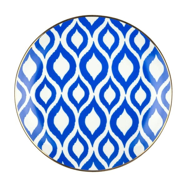 Farfurie din porțelan Vivas Ikat, Ø 23 cm, albastru - alb