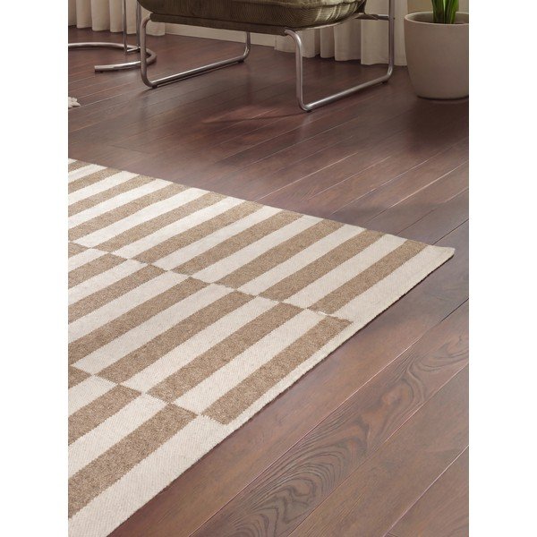 Covor alb/maro deschis reversibil/țesut manual din lână 160x230 cm Vika – Hanse Home-image-3