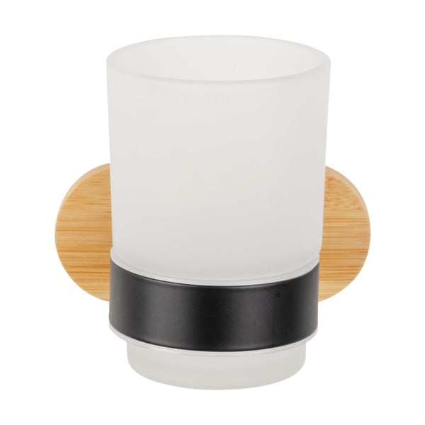 Suport pentru periuța de dinți negru/în culoare naturală autoadeziv din sticlă Orea Bamboo – Wenko-image-4