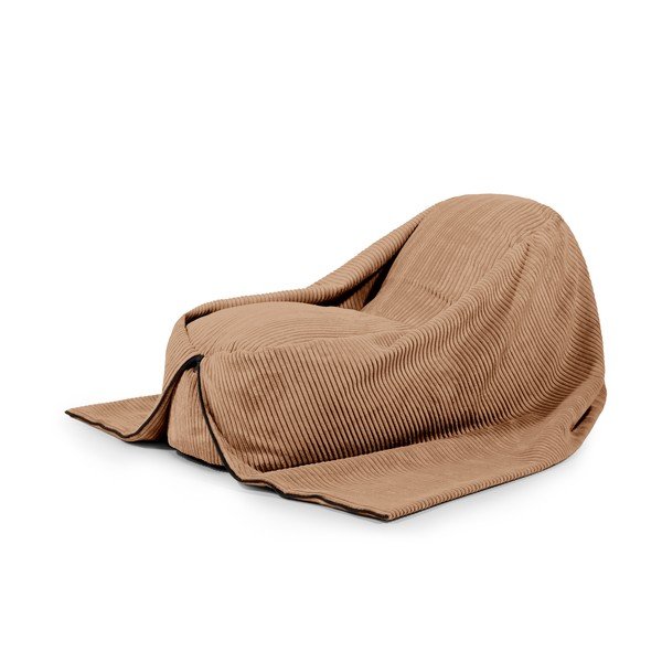 Fotoliu puf pentru copii maro cu tapițerie din catifea reiată Cocoon 120 – SLOWDOWN