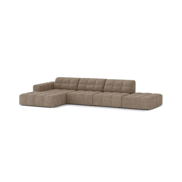 Colțar bej cu tapițerie din chenille (cu colț pe partea stângă/cu șezlong) Chicago – Cosmopolitan Design-image-1