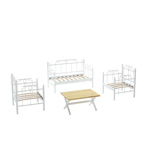 Set mobilier de grădină alb/gri închis pentru patru persoane Hatkus – Floriane Garden-image-2