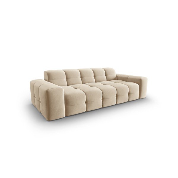 Canapea bej cu tapițerie din catifea 222 cm Kendal – Micadoni Home-image-3