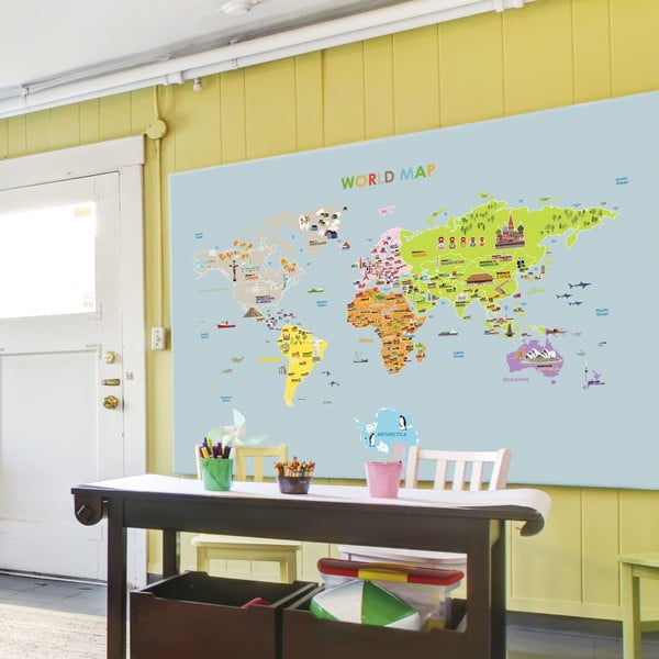 Autocolant pentru copii pentru perete 120x150 cm Giant World Map – Ambiance-image-4